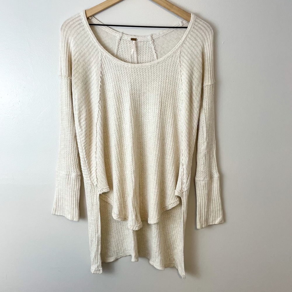 FREE PEOPLE waffle knit hi low long sleeve
